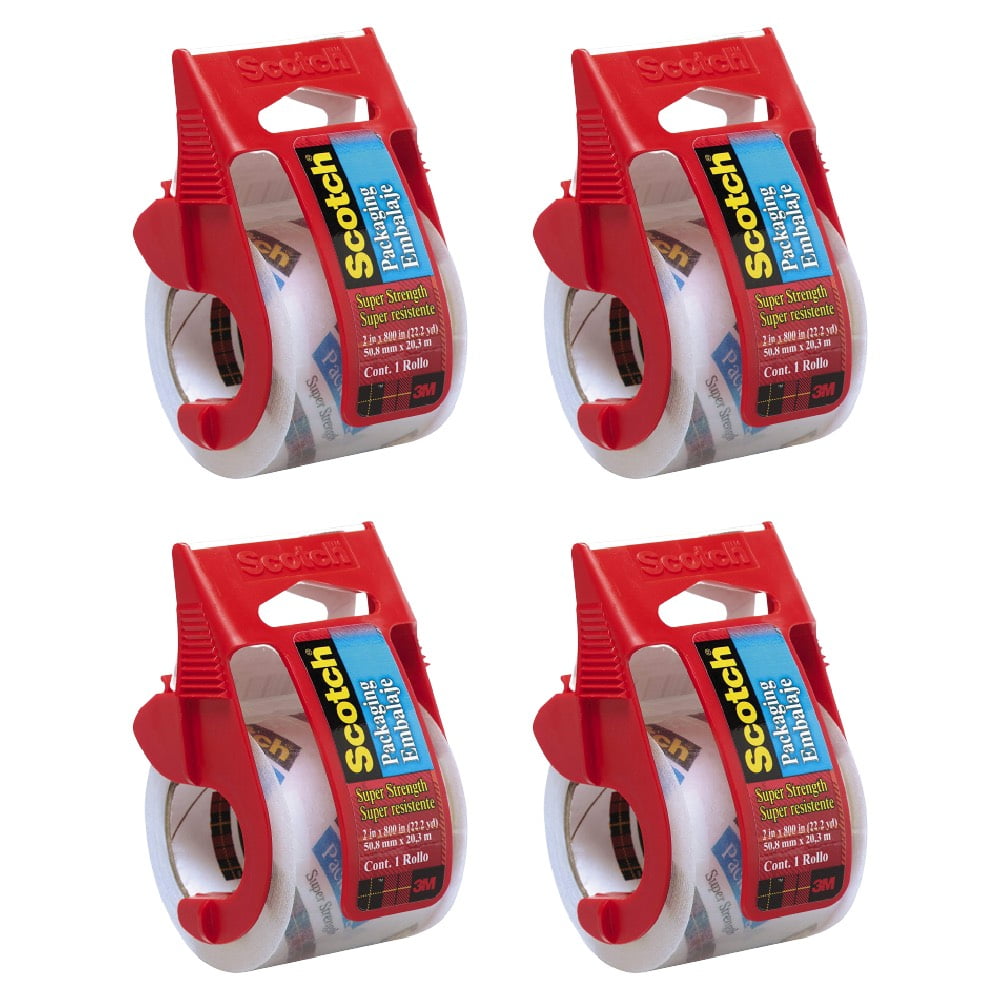 Scotch Packaging Tape 341 With Dispenser 2" x 800", 4 Per Pack