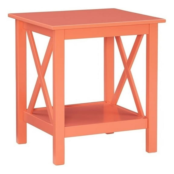 Linon Dalton Wood Accent End Table in Coral Orange