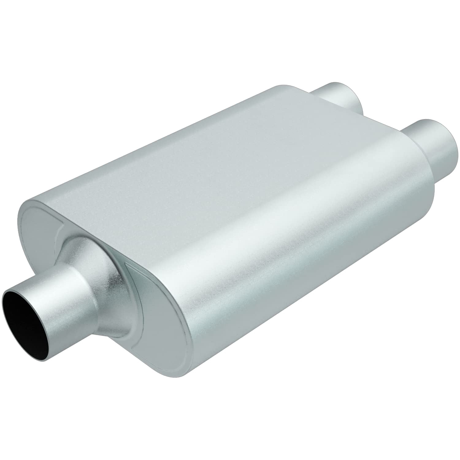 Rumble Exhaust R20402 Replacement RUMBLE Muffler; Oval; 13 in. x 4.25 in. x 9.5 in.; Overall Length 19 in.; 3.0 in. Inlet/2.5 in. Outlet; Center/Dual; Stainless Steel;