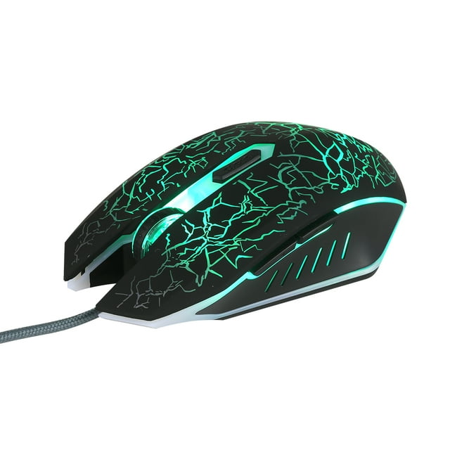 Graflsoa Ergonomic Wired Gaming Mouse with 4 DPI Settings, 7-Color RGB Lighting, and Optical Tracking - DI-105 Crackle Edition