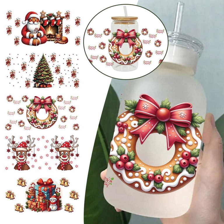 6-Sheet Christmas UV DTF Cup Wrap Stickers – Waterproof, Transfer Decals For Tumblers, Glass & DIY Crafts