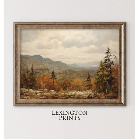Vintage Autumn Landscape Fall Neutral Rustic Moody Wall Art Print, Versatile Seasonal Theme For Home And Gallery Wall Decor