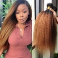 thumbnail image 1 of Extensiones de cabello humano liso y rizado ombré 12A, 100% mechones de cabello Remy virgen vietnamita Afro Yaki sin procesar, coser en tejido de cabello, 1 of 5