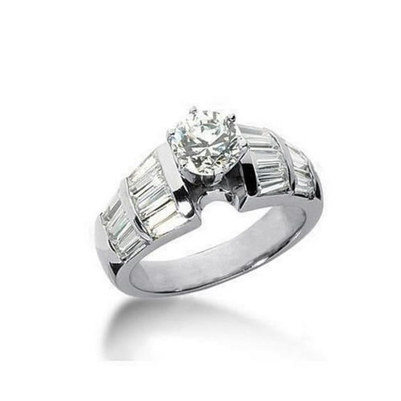 3.01 CT Diamond Solitaire Ring with Accents, White Gold - Size 6.5