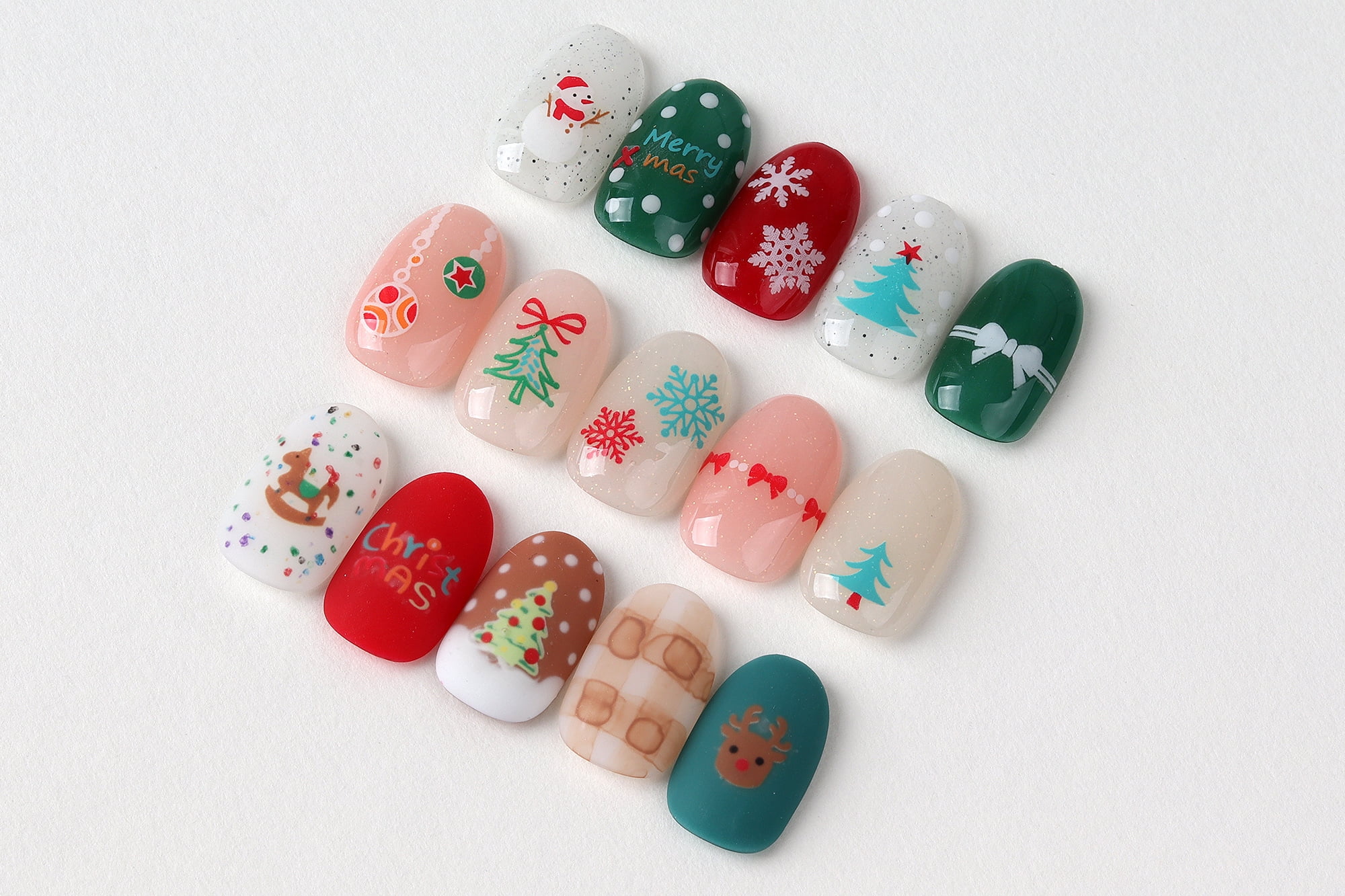 30sheet GlossyBlossom 3D Christmas Nail Stickers – Korean Made Holiday Nail Art Decals for Festive DIY Manicure, Santa, Reindeer, Snowflake & Tree Designs