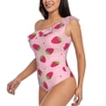 thumbnail image 5 of Daiia Strawberries Women's One Piece Swimsuits Personalized One Shoulder Swimwear Asymmetric Ruffle Bathing Suits-X-Large, 5 of 8