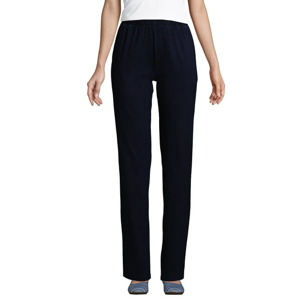 Lands' End Women's Sport Knit Denim High Rise Elastic Waist Pull On