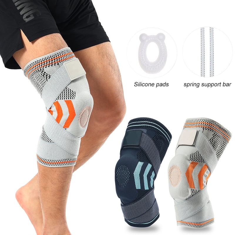 Pro Knee Brace with Silicone Pad & Spring Support - Adjustable Compression Sleeve for Joint Pain Relief, Sports Injury Recovery