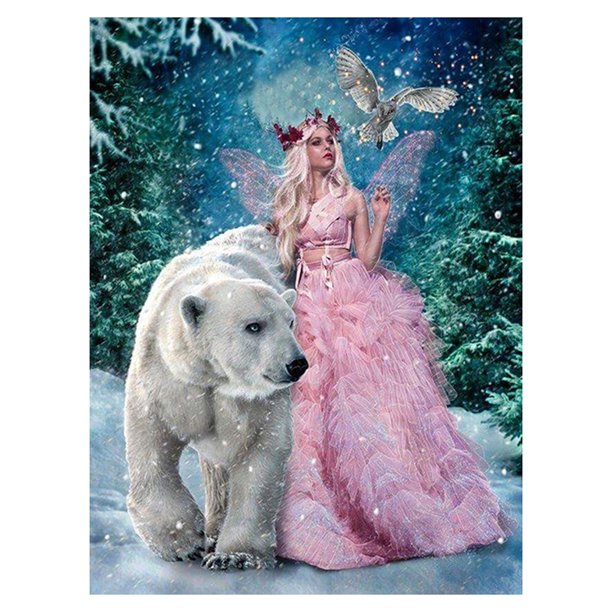 Taladro pintura de diamantes (DE2539) belleza oso polar DIY bordado completo arte decoración del hogar 40x50cm FLhrweasw Nuevo
