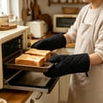 thumbnail image 4 of Black 4‑Piece Pure Cotton Heat Resistant Oven Mitts and Pot Holders Set for Kitchen Baking Cooking, 4 of 4