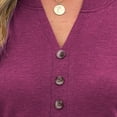 thumbnail image 4 of ClodeEU Women's V Neck 3/4 Sleeve Button Top ,Casual Summer Tunic Blouse Wine,Womens Plus S, 4 of 5