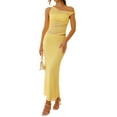 thumbnail image 2 of 2 Piece Skirt Set for Women Summer Outfits Sleeveless Asymmetrical Mesh Tank Crop Top Maxi Long Skirts Yellow XL, 2 of 10