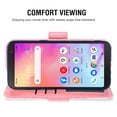 thumbnail image 3 of Compatible with Alcatel TCL A3 A509DL / A30 Wallet Phone Case and Tempered Glass Screen Protector Flip Credit Card Holder Stand Flower Cell Cover for TCLA3 TLC A 3 3A 509DL 30A 5102 5.5 inch Pink, 3 of 8