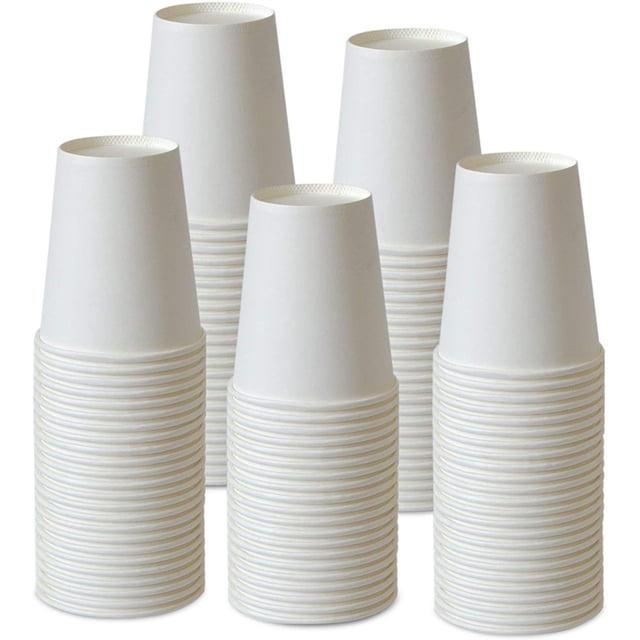 Hot Beverage Paper Coffee Cup 12oz, Disposable Paper Coffee Cups, 12oz Snack Paper Cups, Perfect for Parties/Wedding/Home Kitchen (White)