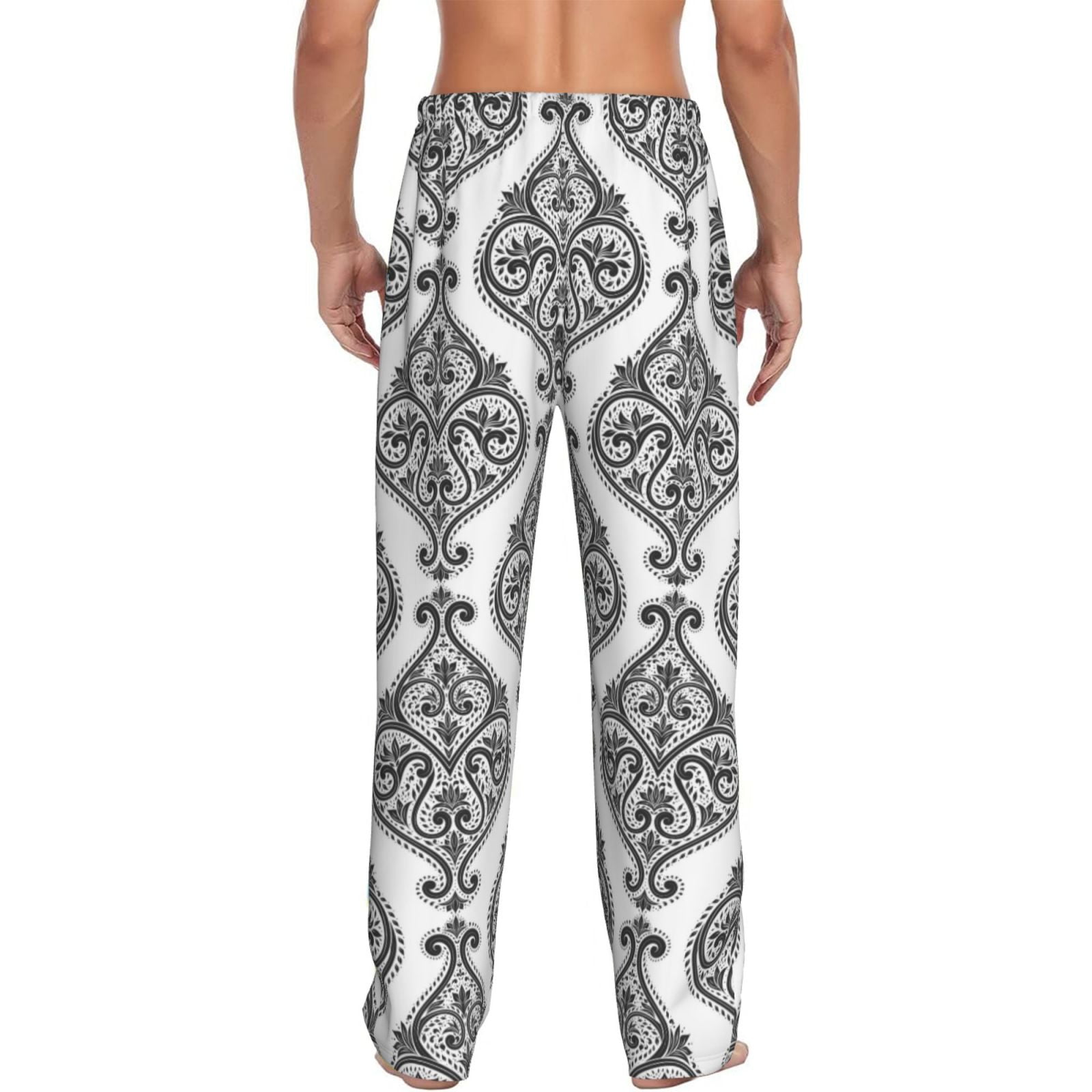 【WEWILL】PAISLEY PAJAMA TROUSERS Mens Pajama Pants - Paisley Pattern Black White Mens