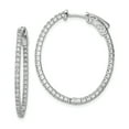 thumbnail image 1 of Sterling Silver Rhodium-plated CZ Hinged Oval Hoop Earrings QE8029, 1 of 1