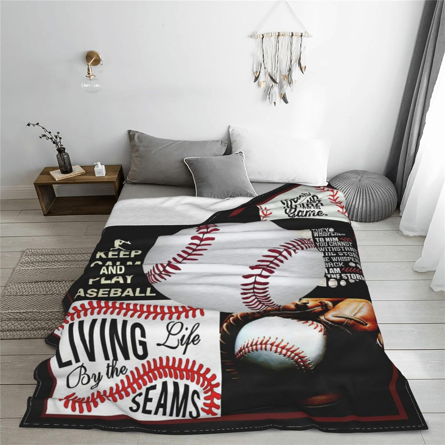Baseball Blanket Baseball Decor Inspirational Throw Blanket Gifts for Girls Boys Baseball Lover Winter Super Warm Soft Plush Lightweight Fleece Flannel Blanket for Kids Teens Adults Men Women 80"X60"