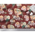 thumbnail image 3 of Soimoi Red Japan Crepe Satin Fabric Anemone & Begonia Floral Fabric Prints By Yard 42 Inch Wide, 3 of 3