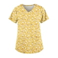 thumbnail image 3 of Women's Printed Scrub Tops, Personality Sunflower Pattern Short Sleeve Work Uniform, Plus Size V-Neck Stretch Scrubs with Pockets, 3 of 5
