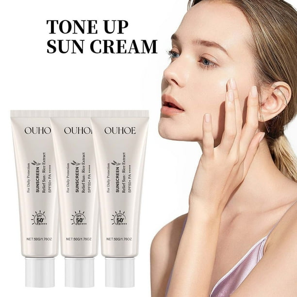 Protector solar de arroz Protección SPF | Vitaminas y antioxidantes | Fórmula hidratante ligera y no grasa | Para pieles secas y sensibles | Paquete de 3 | 50 g cada uno | Crema Bloqueadora Solar UVB