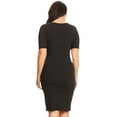 thumbnail image 4 of YELETE Short Sleeve Crew Neck Midi Bodycon Dress, Black, XL, 4 of 4