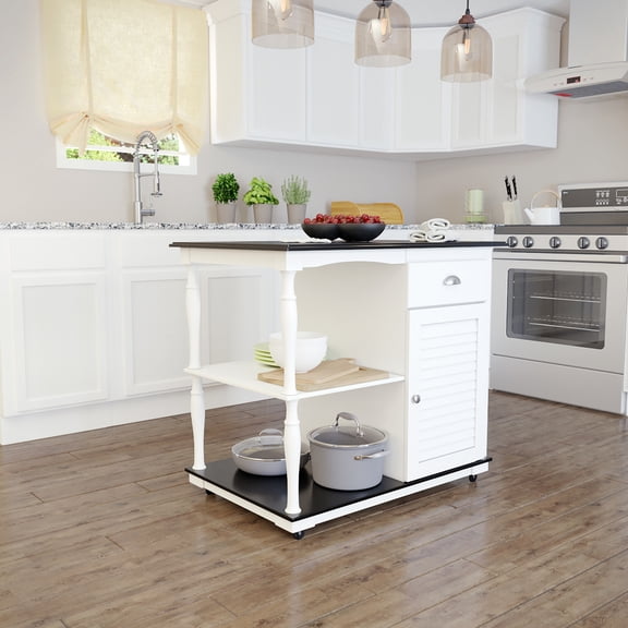 SEI Muxlow Rolling Kitchen Island w/ Storage