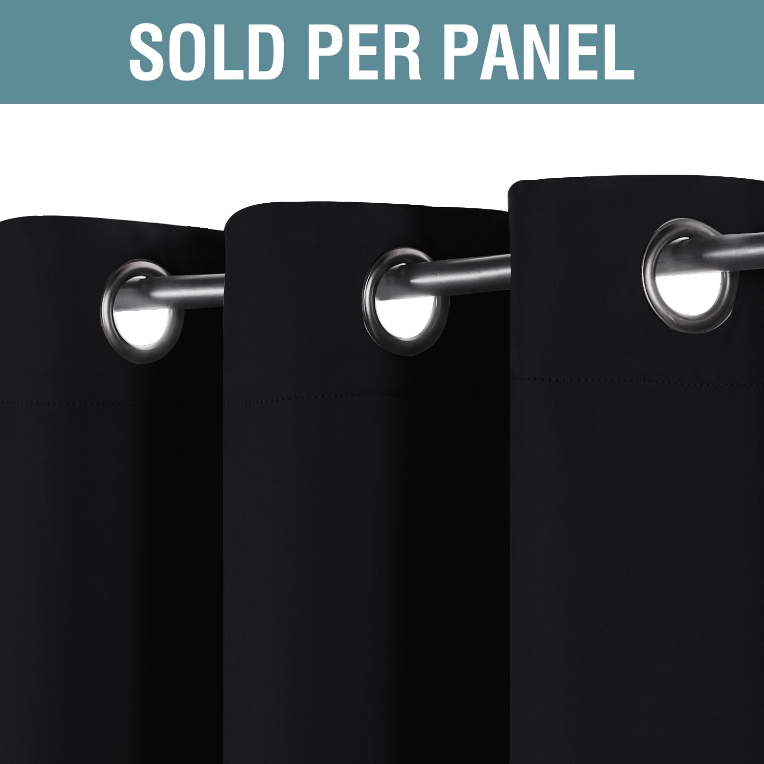 H.VERSAILTEX Black Blackout Curtains for Bedroom - Noise Reducing Thermal Insulated Solid Grommet Black Out Curtains/Panels/Drapes for Living Room