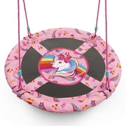 JoJo Siwa 40-Inch Saucer Swing for Kids by Delta Children Attaches to Swing Sets or Trees Includes All Necessary Hanging Hardware & Rope