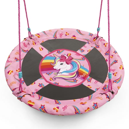 Delta Children Rainbow & Unicorn 40-Inch Saucer Swing for Kids – Attaches to Swing Sets or Trees – Includes All Necessary Hanging Hardware & Rope, Pink