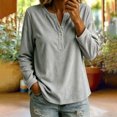 thumbnail image 2 of Levmjia Women's Solid Color V Neck Sweater Long Sleeve Button Detail Loose Fit Casual Knit Pullover Top for Fall Winter, 2 of 8