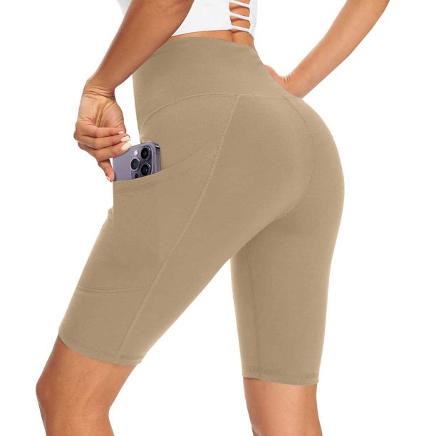 ICHUANYI Clearance Women's Sport Leggings High Waisted Yoga Workout Exercise For Casual Pocket Summer(Khaki, M) ICHUANYI WER2023081206682