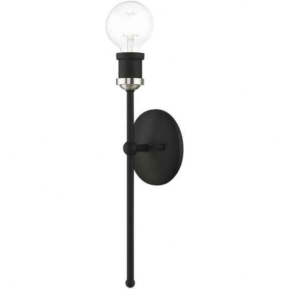 1 Light Ada Wall Sconce in Transitional Style-15 inches Tall and 5 inches Wide-Black/Brushed Nickel Finish Bailey Street Home 218-Bel-4821221