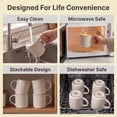 thumbnail image 2 of Onader 4-Pieces Coffee Mugs Set, Water Cups with Large Handle, 12 oz Ceramic Mugs Suitable for Tea Milk Latte, Stain-Resistant & Microwave Safe, Beige, 2 of 8