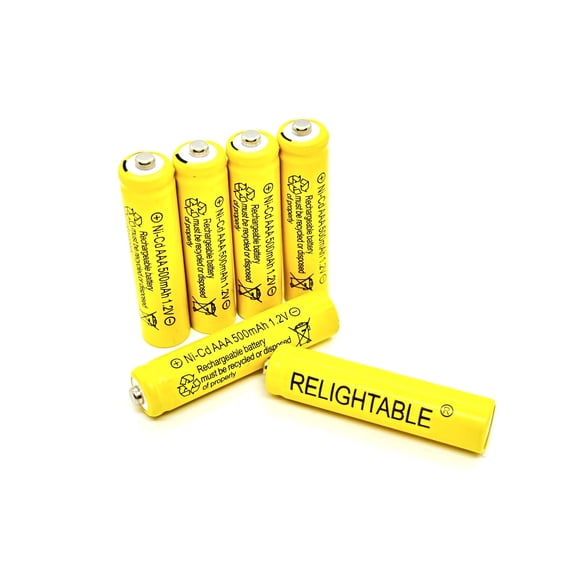 6-PCS 500mAh AAA NiCd 1.2v Rechargeable Batteries Ni-Cd RELIGHTABLE Garden Solar E6