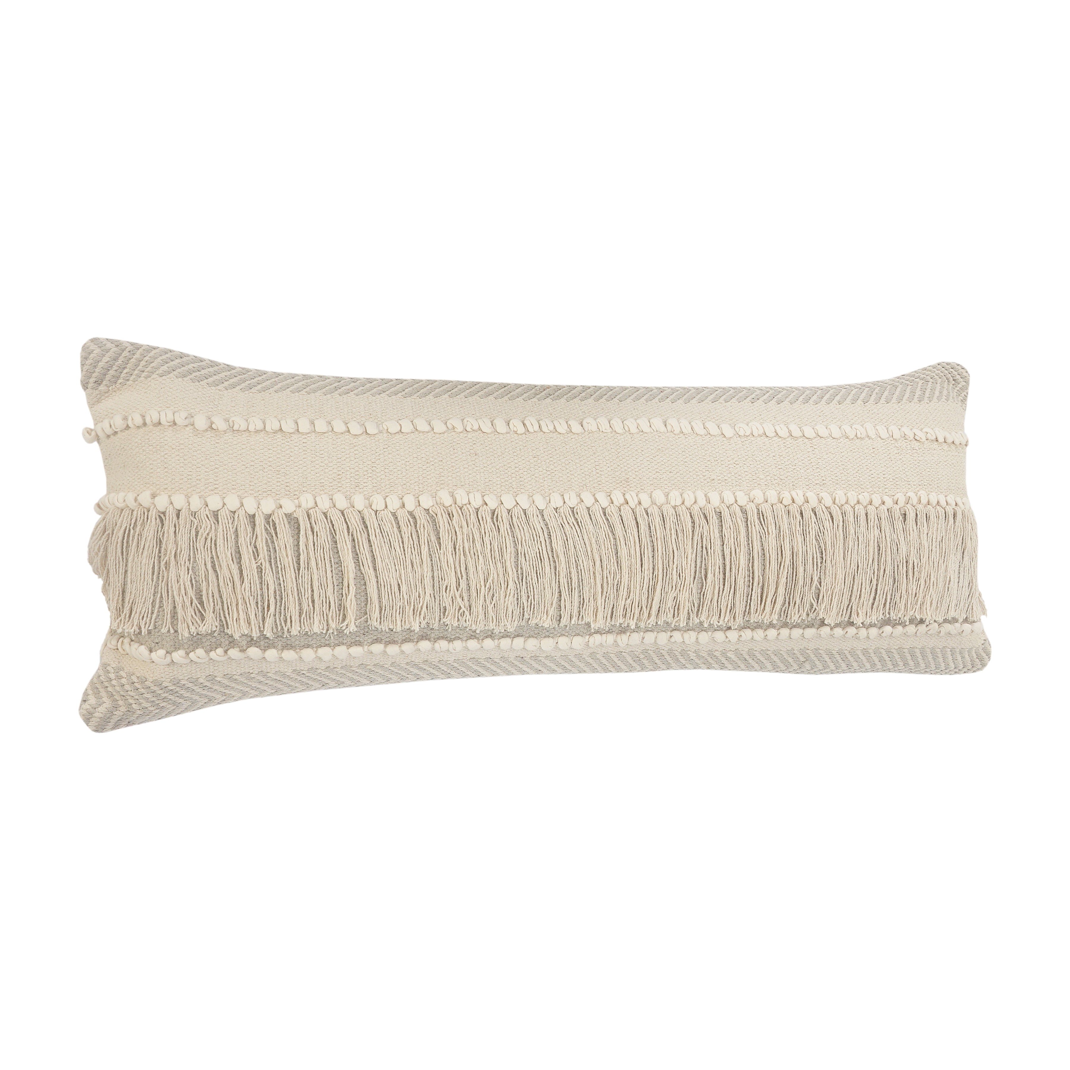 Willey Woven Paths Over-Tufted Throw Pillow, Beige, 14" x 36"
