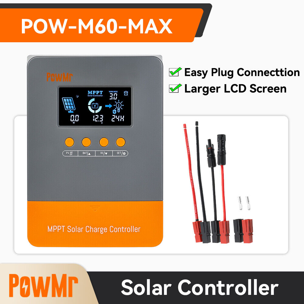 Newest PowMr MPPT 60A Solar Battery Charger Controller 12V 24V 36V 48V PV 160V