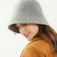 thumbnail image 4 of Women's warm wool bell hat solid color winter fisherman's hat, 4 of 5