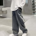 thumbnail image 6 of StSilkitty Girls Casual Denim Pants High Waist Elastic Baggy Wide Leg Jeans with Pockets Solid Color Soft Trousers, 6 of 9