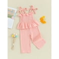 thumbnail image 4 of Elippeo Toddler Girls 2 Piece Outfits 6 9 12 18 24 Months 3 Years  Solid Color Sleeveless Camisole and Elastic Pants Set Baby Summer Clothes, 4 of 10
