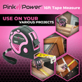 thumbnail image 2 of Pink Power 16ft Pink Measuring Tape Measure for Womens Tool Kit with Retractable Blade and Lock Button - Girls Tape Measure for Pink Tools - Lightweight Measurement Tape with Belt Clip, 2 of 5