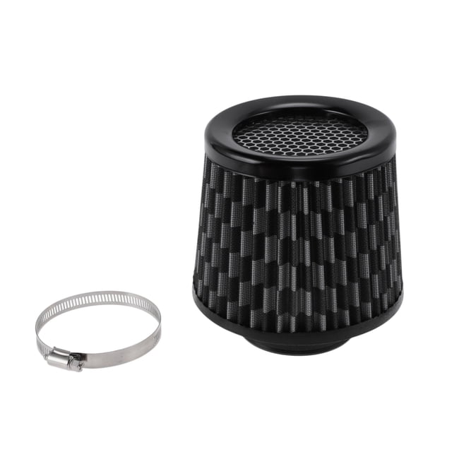 Filtro de aire de motor de flujo alto de 2.99" cabezas de champiñón sin etiqueta Clamp-On filtro de admisión de aire frío filtro de aire fresco de tapa cerrada patrón de carbono para automóvil