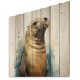 thumbnail image 2 of Designart "Inquisitive Sea Lion I" Animals Print on Natural Pine Wood, 2 of 5