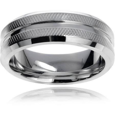 Daxx Men's Cobalt Crisscross Design Fashion Ring, 7mm