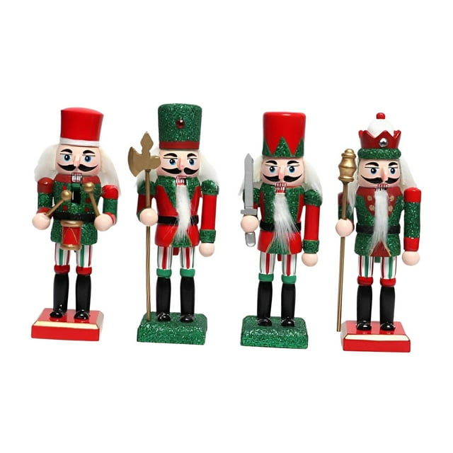 Juego de Adornos de Estatuilla de Cascanueces de Navidad, Base Estable Multifuncional Resistente Tradicional, Decoración de Mesa de Muñecas de Madera 18cm 4 Piezas SM SunniMix cascanueces