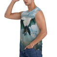 thumbnail image 3 of Lsque Cloud Sky Green Dragon Print Men's Cotton Blend Sleeveless Muscle Shirts (S-3XL)- Moisture Wicking, Odor Protection, UPF 30+,Large, 3 of 8