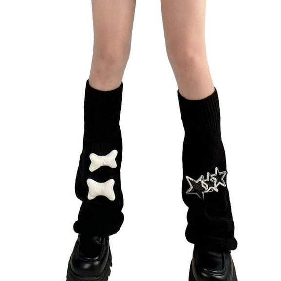 Milue Women Knitted Leg Warmers Student Girls Harajuku Leg Cover Middle Tube Socks