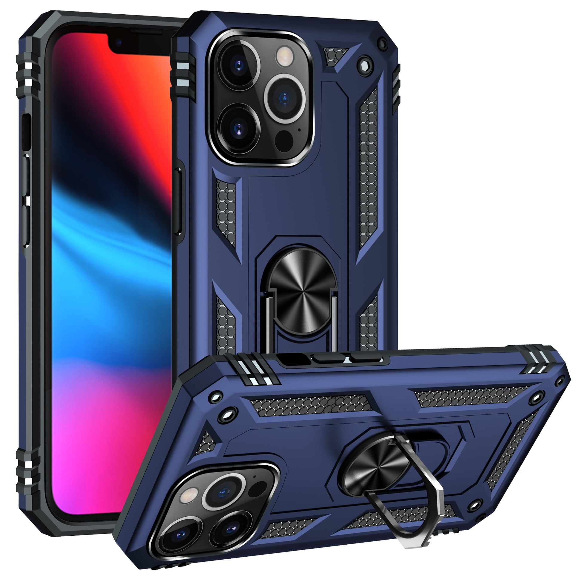 Military-Grade Protective Phone Case with Ring Kickstand for iPhone Xs Max 2 x Tempered Glass Screen Protector LeYi for iPhone Xs Max Phone Case for Men Women, iPhone Xs Max Case with Black 