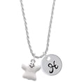 thumbnail image 1 of Delight Jewelry Silvertone White Ghost Silvertone Script Initial Disc - H - Charm Necklace, 20"+3", 1 of 4