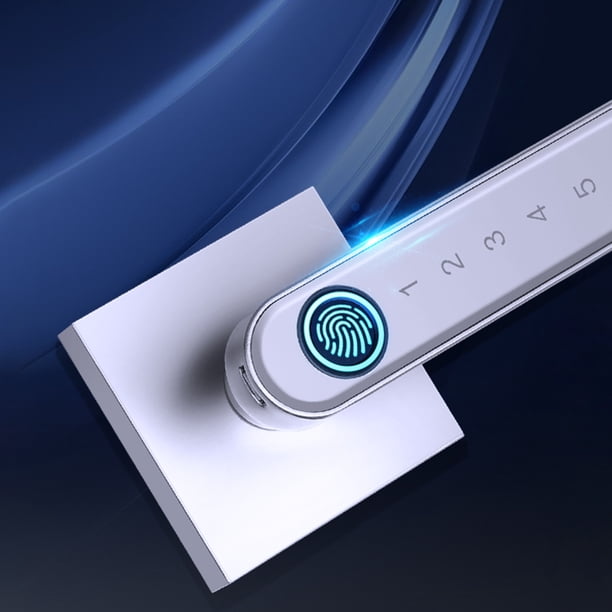 Cerradura de Puerta Kuymtek Biométrica de Huella Dactilar TTLock APP Manija de Palanca Plata