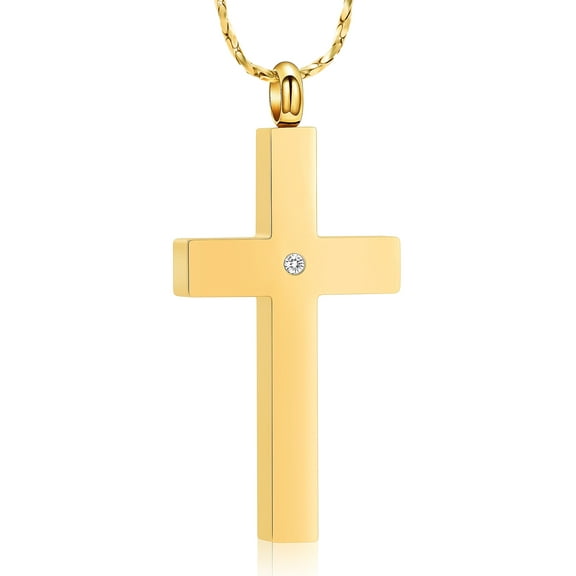 Crystal Cross Urn Necklaces for Ashes Cremation Crucifix Keepsake Memorial Pendant Necklace